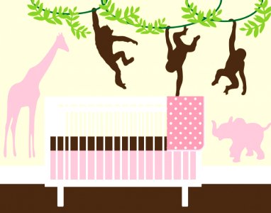 Cute baby girls bedroom or nursery illustration. Free illustration for personal and commercial use.