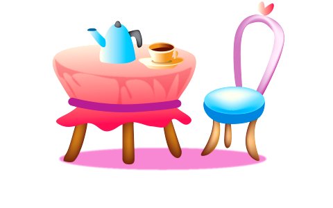 Illustration of the round table and chairs. Free illustration for personal and commercial use.