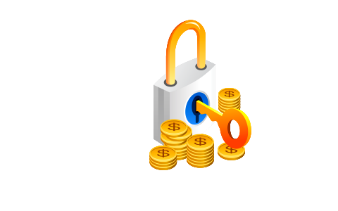 Money and padlock. Safety concept.. Free illustration for personal and commercial use.