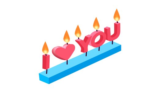 I love you written candles. Free illustration for personal and commercial use.