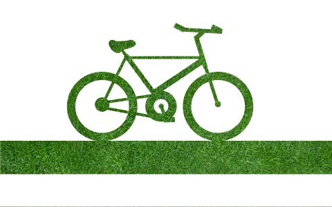 Go green concept - Eco cityscape in bicycle. Free illustration for personal and commercial use.