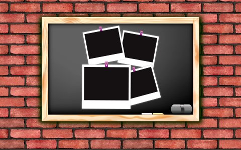 Realistic illustration school blackboard with marked photo frame. Free illustration for personal and commercial use.