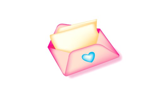 Envelope with the letter and a heart. Free illustration for personal and commercial use.