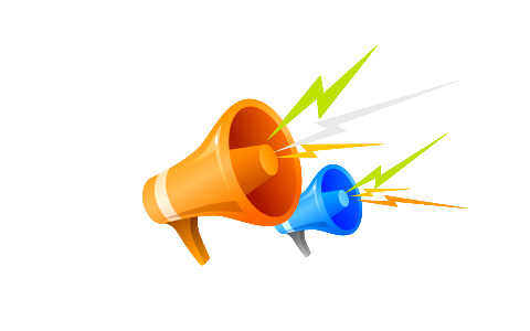 Illustration of megaphone and lightning. Free illustration for personal and commercial use.