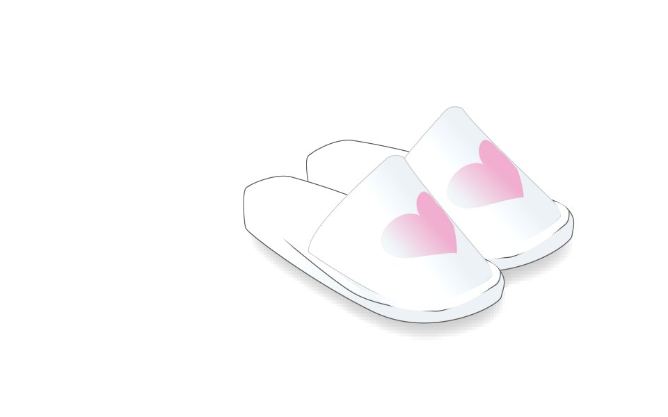 Terry slippers with hearts.. Free illustration for personal and commercial use.