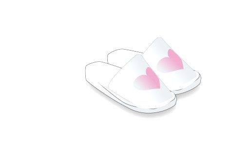 Terry slippers with hearts.