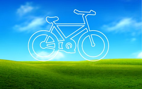 Bicycle on the road and sky background. Free illustration for personal and commercial use.
