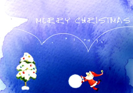 Christmas background-santa and tree. Free illustration for personal and commercial use.