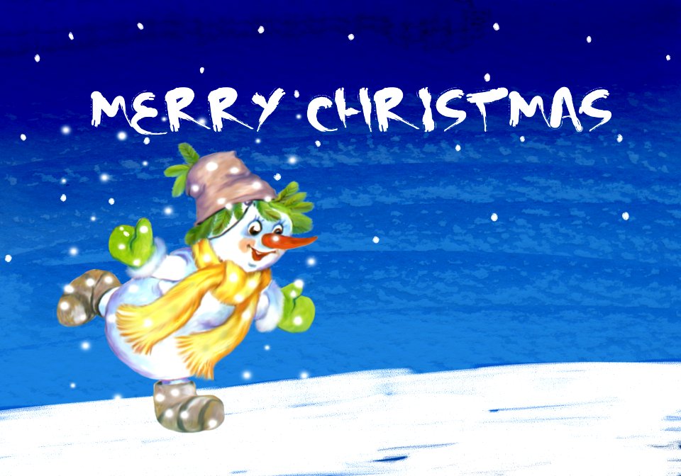 Christmas Card-snowman. Free illustration for personal and commercial use.