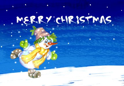 Christmas Card-snowman. Free illustration for personal and commercial use.