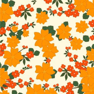 Vintage Floral Wallpaper Orange. Free illustration for personal and commercial use.