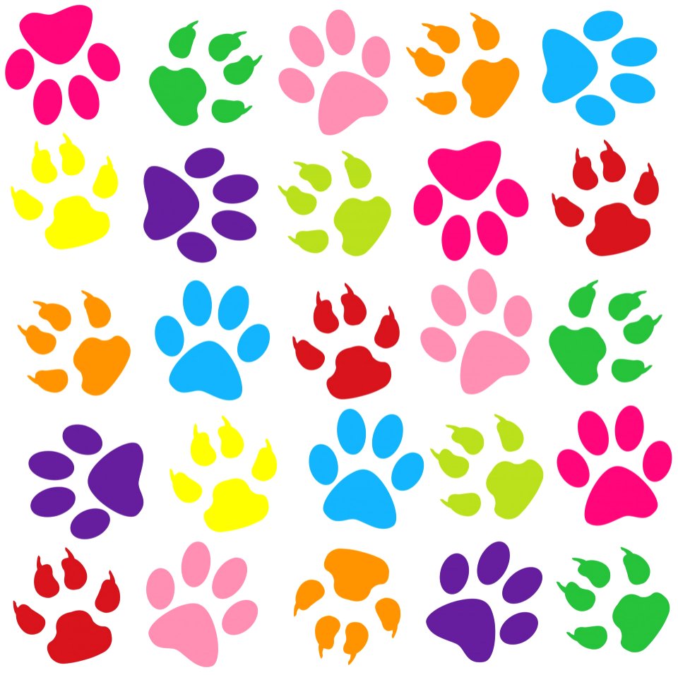 Paw Prints Colorful Background. Free illustration for personal and commercial use.