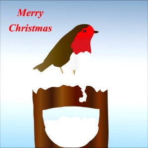 Christmas Robin Card. Free illustration for personal and commercial use.
