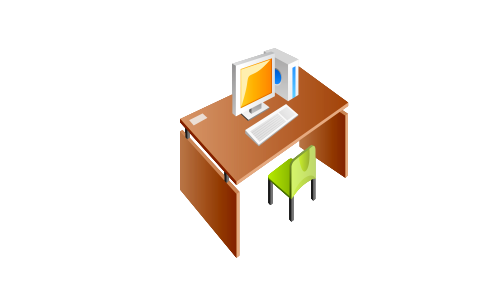Desk with desktop. Free illustration for personal and commercial use.