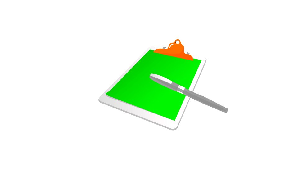 Clipboard with pen on white background. Free illustration for personal and commercial use.