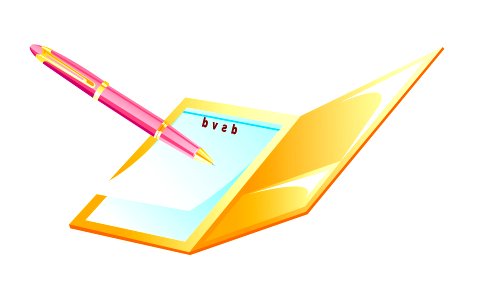 Writing pad and pen. Free illustration for personal and commercial use.