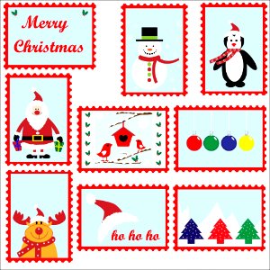 Christmas Postage Stamps Template. Free illustration for personal and commercial use.