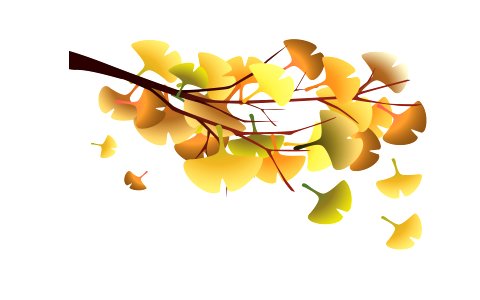 Autumn branch with falling leaves. Free illustration for personal and commercial use.