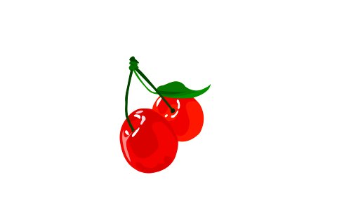 Two beautiful ripe red fresh cherries. Free illustration for personal and commercial use.