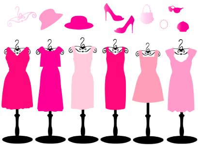Pink Dresses & Accessories. Free illustration for personal and commercial use.