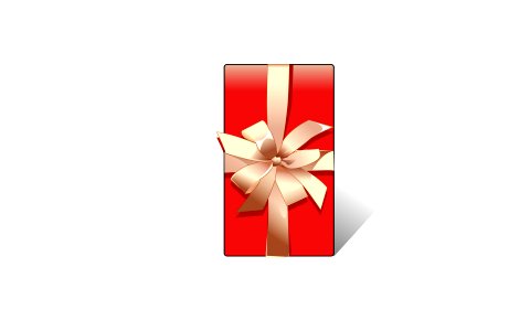 Gift box top view with gold ribbon. Free illustration for personal and commercial use.