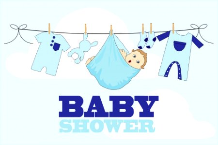 Baby Shower Card Boy. Free illustration for personal and commercial use.