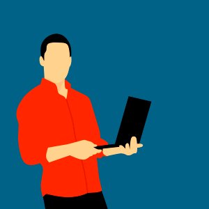 Man using laptop. Free illustration for personal and commercial use.