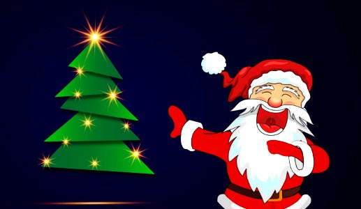 Christmas Tree and Santa Claus. Free illustration for personal and commercial use.