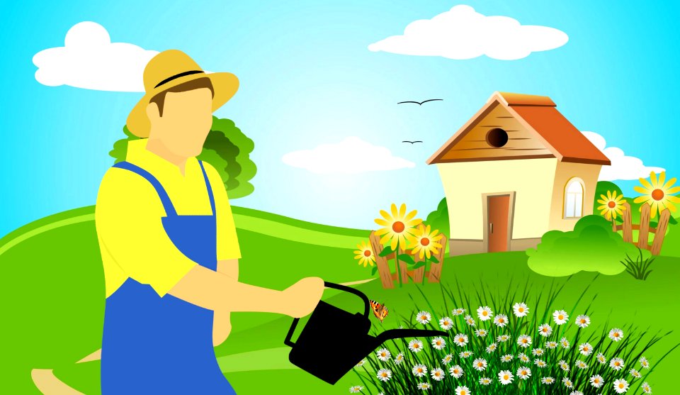 Farmer Gardening Illustration. Free illustration for personal and commercial use.