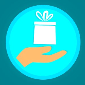 Illustration of Hand and Gift Box. Free illustration for personal and commercial use.