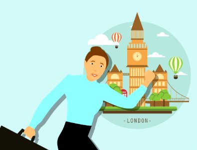 Traveling to London. Free illustration for personal and commercial use.