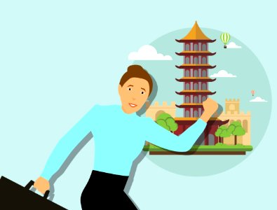 Traveling to China. Free illustration for personal and commercial use.