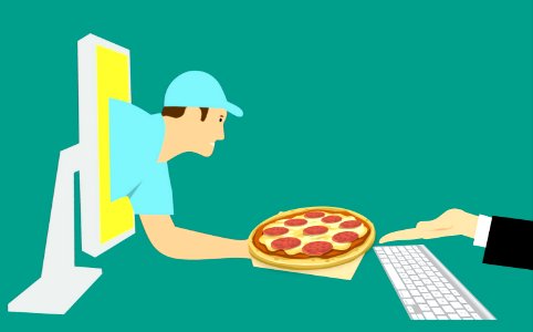 Order pizza online. Free illustration for personal and commercial use.