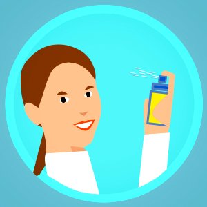 Woman Using Spray. Free illustration for personal and commercial use.