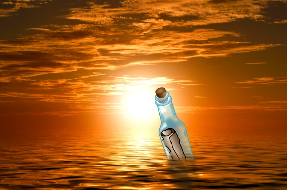 Message in a Bottle. Free illustration for personal and commercial use.