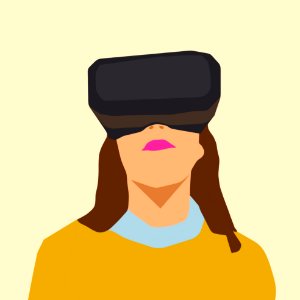 Woman Using VR. Free illustration for personal and commercial use.