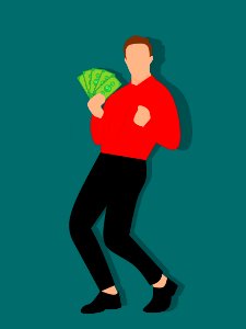 Man Holding Cash. Free illustration for personal and commercial use.