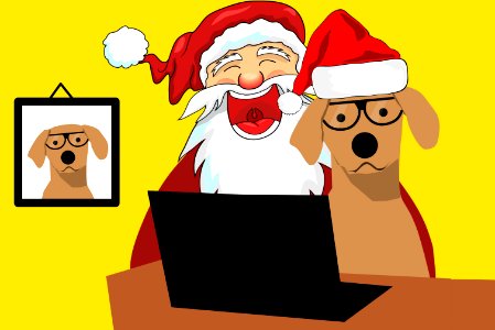 Dog and Santa Illustration. Free illustration for personal and commercial use.