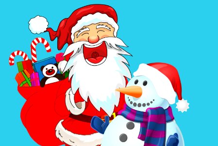 Santa and Snowman. Free illustration for personal and commercial use.