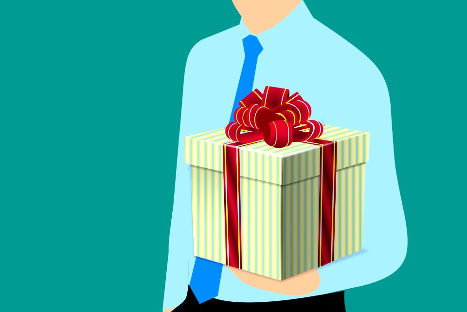 Man Holding Gift. Free illustration for personal and commercial use.