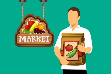 Man at Grocery Market. Free illustration for personal and commercial use.