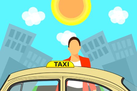 Woman Entering Taxi. Free illustration for personal and commercial use.