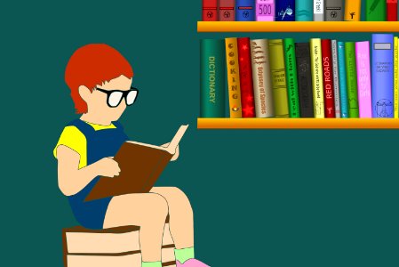 Child Reading Illustration. Free illustration for personal and commercial use.