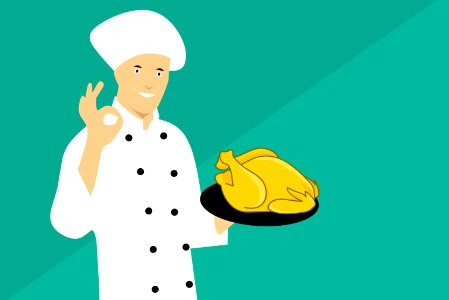 Illustration of Chef Showing Chicken. Free illustration for personal and commercial use.