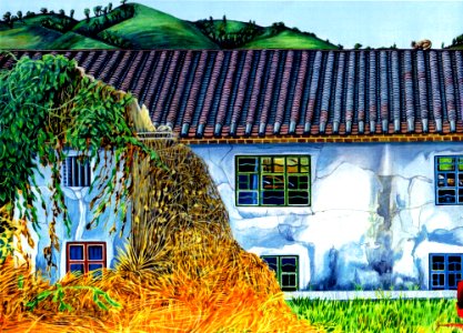 Remains of old house using Acrylic Paints. Free illustration for personal and commercial use.