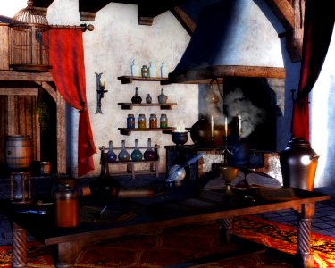 Study and potions room in Wizard's House. Free illustration for personal and commercial use.