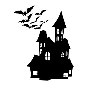 Halloween house Silhouette. Free illustration for personal and commercial use.