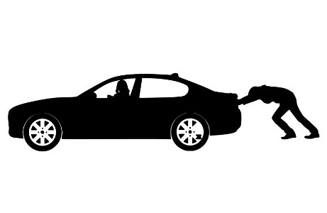 Pushing Car Silhouette. Free illustration for personal and commercial use.