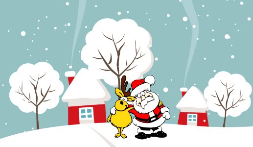 Santa and snow. Free illustration for personal and commercial use.