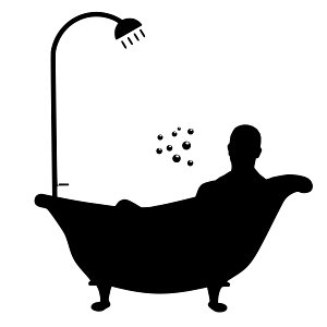 Man in Bathtub Silhouette. Free illustration for personal and commercial use.